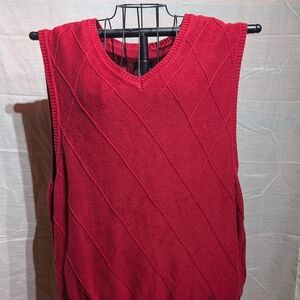 Oversized Red Knit Sweater Vest